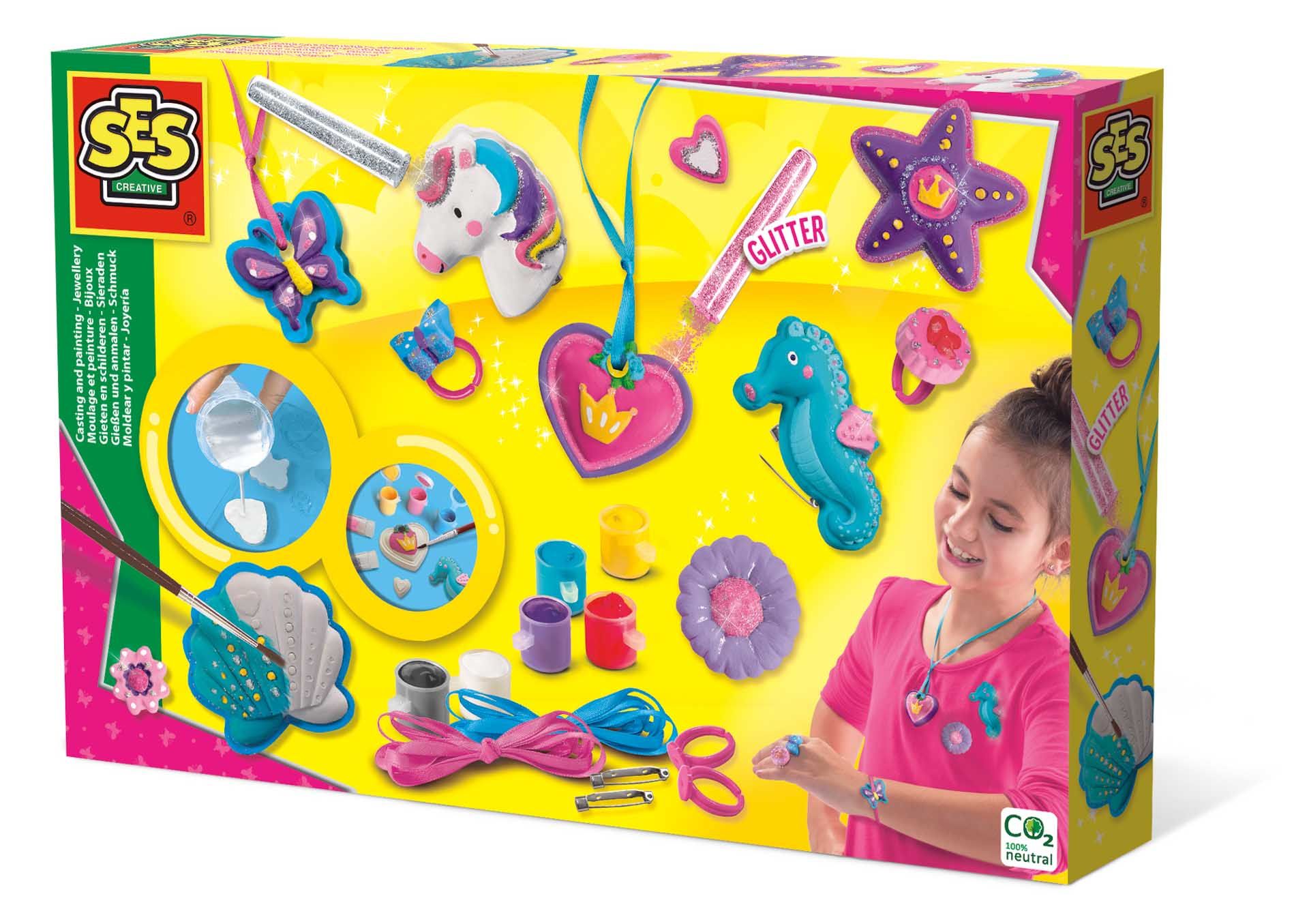 SES Creative Gieten en Schilderen - Sieraden Maken - Knutselset voor Kinderen - Vanaf 5 Jaar