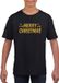 Bellatio Decorations Shoppartners Bv Merry Christmas Kerst t-shirt - zwart met gouden glitter bedrukking - kinderen - Kerstkleding / Kerst outfit 110/116