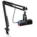 FIFINE FIFINE AM8T XLR/USB Gaming Microfoon Kit met Koptelefoonaansluiting/Mute/RGB/Arm Stand, dynamische Microfoon Set voor PC PS5/4 Mixer AmpliGame