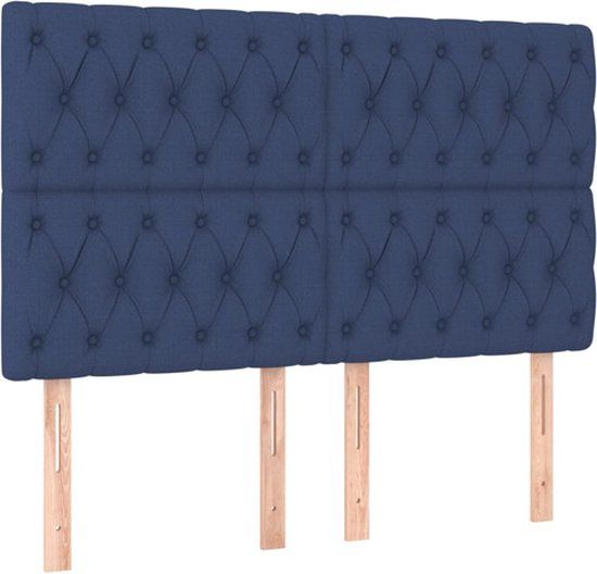 vidaXL Hoofdbord Blauw Stof 160x7x118/128 cm