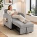 Fauteuil convertible 1 place, 3 en 1, convertible en lit grâce à son mécanisme clic-clac, dossier réglable, tablette latérale rabattable, gris
