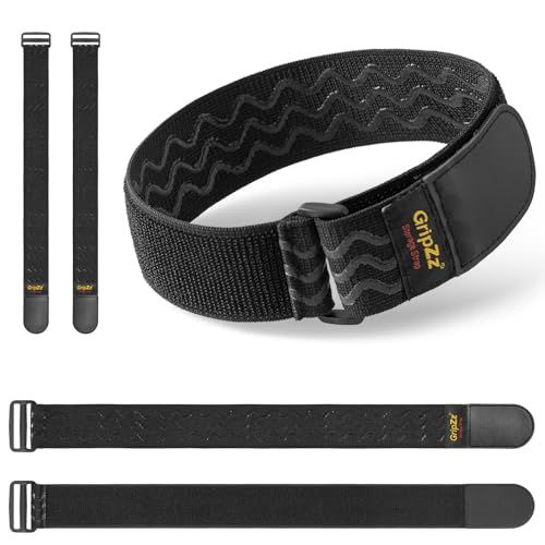 GripZz Riembanden, Elastische Riemen met Klittenbandsluitingen, 61 cm x 5 cm (5 stuks), Klittenband met Gesp voor het Organiseren van je Verlengkabels, Slangen, Fiets, Werkplaats, Garage