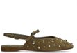 Manfield - Dames - Groene suède slingbacks met zilveren studs - Maat 36
