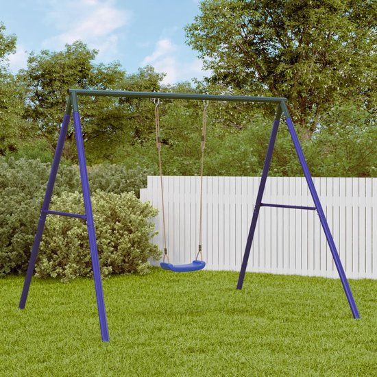 vidaXL Schommelframe voor buiten met 2 ophanghaken staal blauw