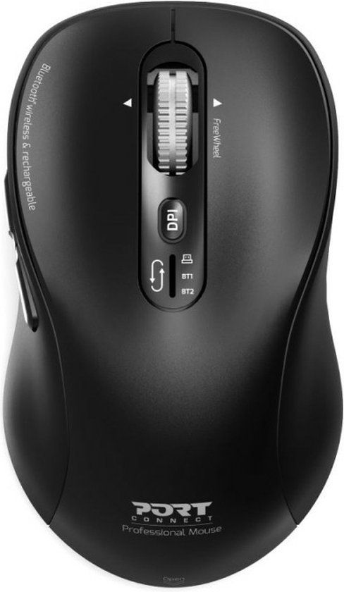 Port Designs Port Connect Expert Draadloze Muis - Rechtshandig - RF-draadloos + Bluetooth - 3200 DPI - Zwart