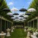 Merkloos / Sans marque Makito Western Europe Paraplu tuin versiering - set 12x stuks - wit/zwart - dia 130 cm