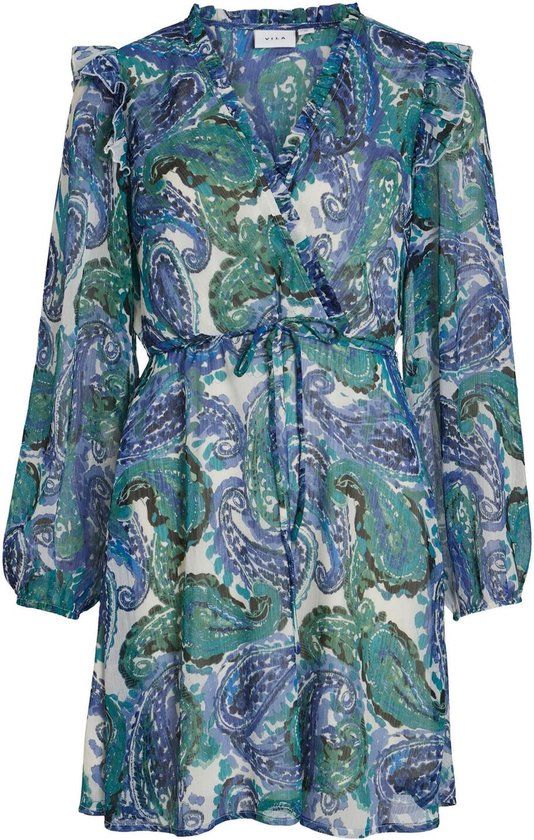 Vila Vifalia Fine V-neck L/s Dress/su - Lapis Blue - Maat 38 - Dames