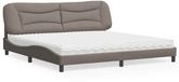 vidaXL Lit avec matelas "Hvar" tissu taupe 200x200 cm