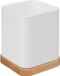 5Five tandenborstelhouder/organizer - wit - 10 x 8 cm - bamboe - vierkant