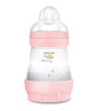MAM Easy Start Babyfles, 160 ml, anti-koliekflesjes, gemengde borstvoeding, vermindert luchtbellen en koliek, zelfsteriliserende babyaccessoires, maat 1, roze