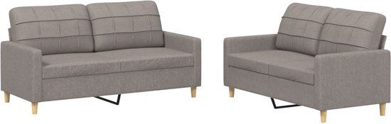 vidaXL 2-delige Loungeset met kussens stof taupe