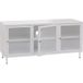 Mendler Meuble TV HWC-O87, meuble TV bas, buffet, portes, compartiments de rangement, style industriel, métal, verre cannage, 58