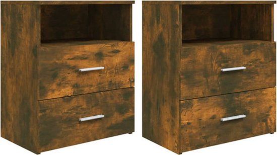 vidaXL Nachtkastjes - Set van 2 - 50x32x60 cm - Gerookt eikenkleurig