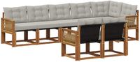 vidaXL Hoek loungeset 8-delig Naturel en lichtgrijs Acacia Hout