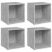 Meuble TV 4 pièces 37x35x37 cm bois traité gris béton