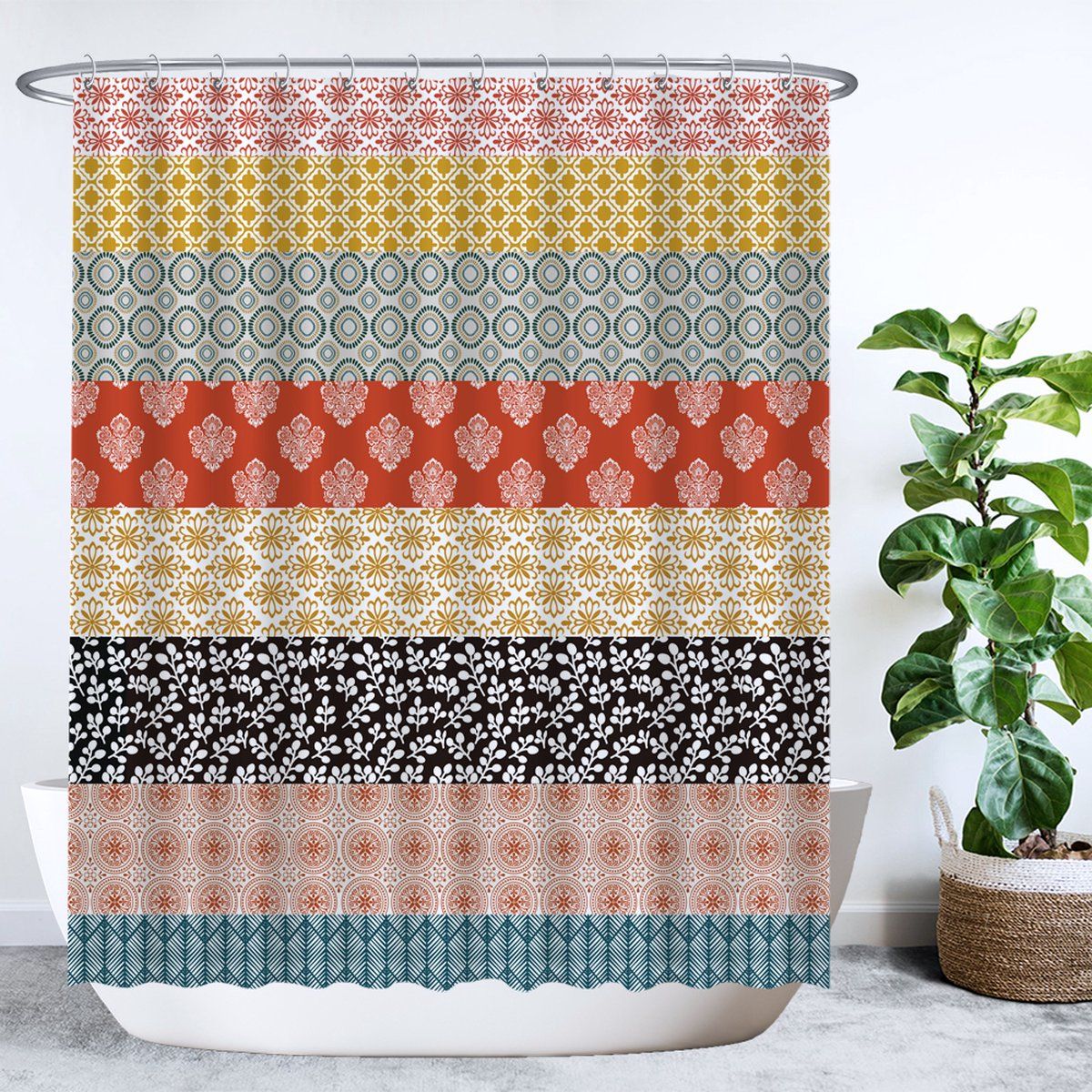 Ulticool Douchegordijn - Strepen Geometrisch Vintage Retro Boho - 180x200cm