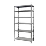 Simon Rack Metalen stelling 2500x1000x300 mm - Simonclick | 6 niveaus, Metalen legbord, 180 kg buigbelasting, Corrosiewerende coating, Montage met kliksysteem, Grijs