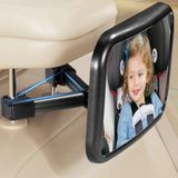 Vinabo Babyautospiegel, verbeterde versie babyspiegel met haakclip, kinderwagenspiegel met achteruitrijblokkering, veiligheid, 360° draaibare baby-autospiegel, essentieel voor jonge ouders