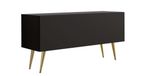 Meuble TV: Noir mat, avec pieds dorés, 100 x 52 x 32 cm