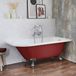 Hudson Reed Baignoire îlot demi-ronde Classique 168,5cm x 75cm - Saffron Red (Rouge), avec pieds de baignoire chromés | Oxford