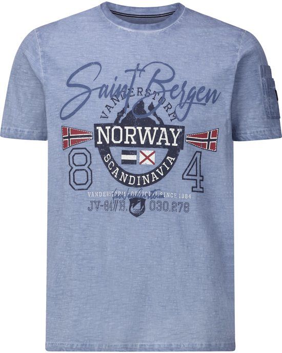 Jan Vanderstorm heren T-shirt - 72/74 - blauw - Plus Size