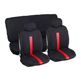 TURBOCAR - Stoelhoezen voor autostoelen, hoogwaardig, zwart en rood, 6-delig