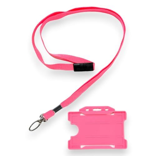 ALG ID Cards® Roze ID Card Badge Houder - Roze Lanyard Kaarthouder - Roze Lanyard Nekriem met Metalen Clip & Veiligheid Breakaway Release voor Pashouder
