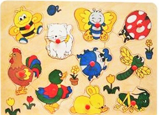 Panda - Houten noppen puzzel dieren 10 stuks