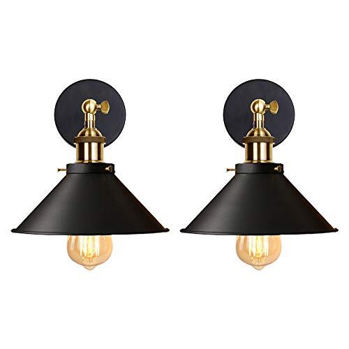 iDEGU Industriële wandlamp, plafondlamp, Edison-stijl, metaal, plafondlamp, retro, 180 graden draaibaar, 220 mm, zwart (zonder lamp)