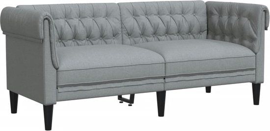 vidaXL Tweezitsbank Chesterfield-stijl stof lichtgrijs