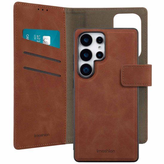 imoshion Hoesje - Geschikt voor Samsung Galaxy S25 Ultra - Uitneembare 2-in-1 Luxe Bookcase - Bruin