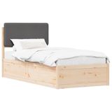 vidaXL Bedframe met Gevoerde Hoofdbord Donkergrijs 80 x 200 cm