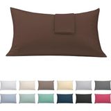 ECOMMERC3 2 kussenslopen, 45 x 80 cm, extra zacht en comfortabel, bruin, gemaakt in Spanje, ademend, gemakkelijk te wassen