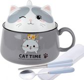 Lachineuse Japanse Ramen Bowl met deksel - Keramiek - Grijs - 1020 ml