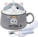 Lachineuse Japanse Ramen Bowl met deksel - Keramiek - Grijs - 1020 ml