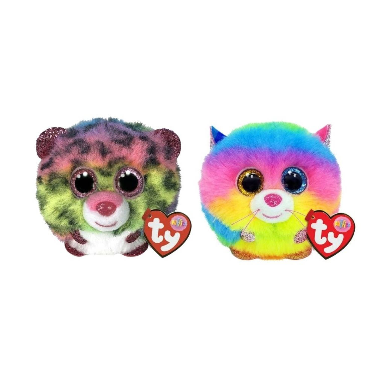 TY - Knuffel - Teeny Puffies - Dotty Leopard & Gizmo Cat