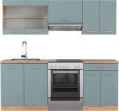 Vicco R-Line Unité de cuisine complète – 200 cm, WB Chêne bleu-gris/chêne doré