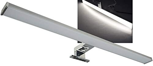 ChiliTec Led-spiegellamp, spiegelkastlamp, 60 cm, IP44, 12 W, 960 lumen, badkamer, wand- en opbouwmontage, verlichting voor kast, spiegel, badkamer, aluminium look, neutraal wit