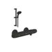 Grohe Grohtherm 1000 Mitigeur de douche - thermostatique - ensemble barre de glissement - 2 types de jet - douchette carrée - noir mat 348142433-set