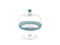 Alzata H&H Alzata Vetro con Cupola Blauw cm18 H22