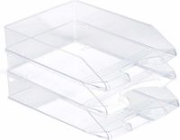 Merkloos Plastic Forte Brievenbakjes - Pakket van 3x stuks - A4 - transparant - kantoor postbakjes
