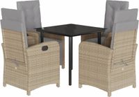 vidaXL 5-delige Tuinset met Kussens Poly Rattan Beige
