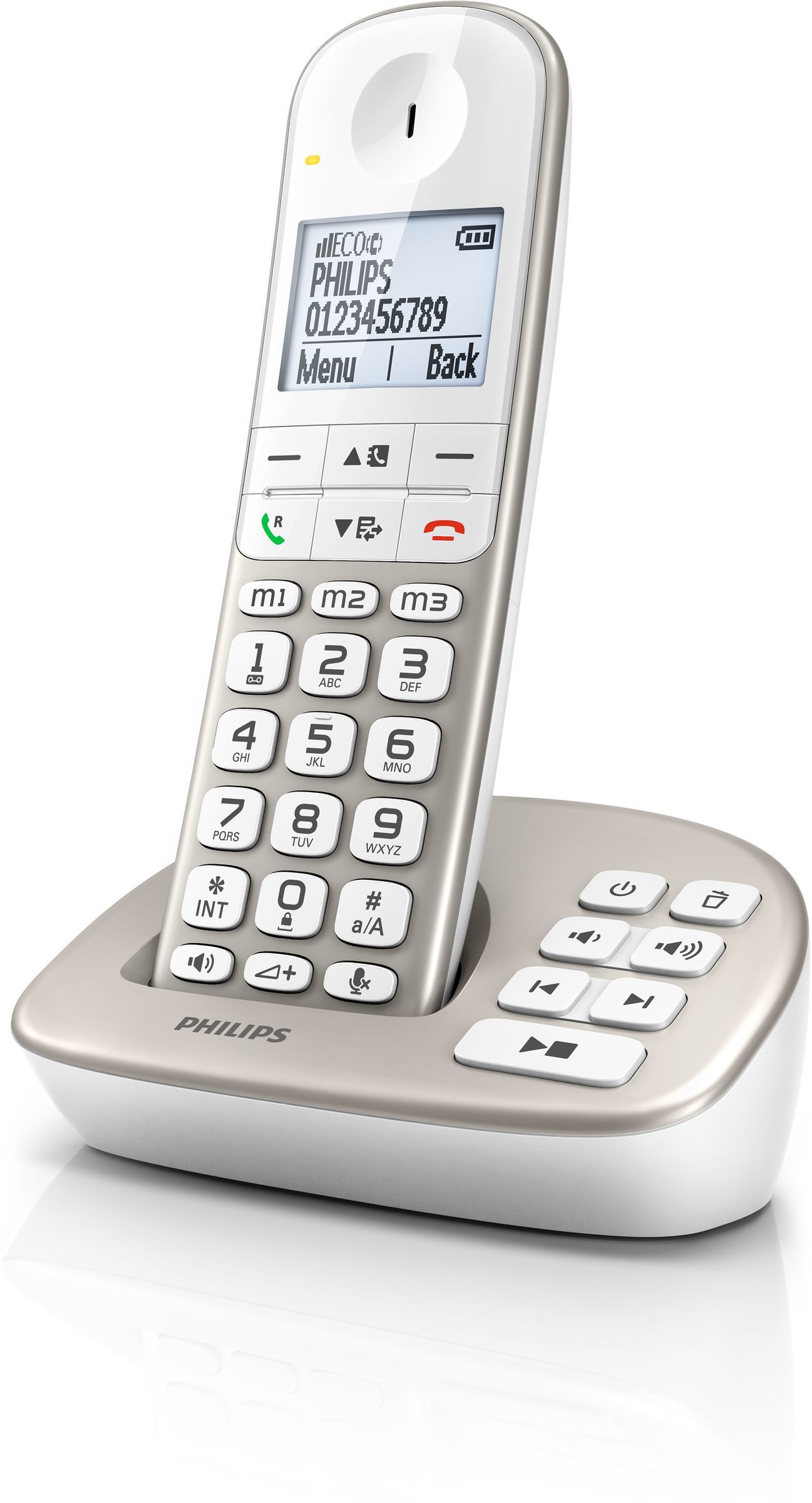 Philips XL4951S/38 Draadloze Telefoon - Met Antwoordapparaat, Grote Toetsen, en Handige Extra's - Wit