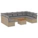 vidaXL 10-delige Loungeset met Kussens, Poly Rattan, Gemengd Beige