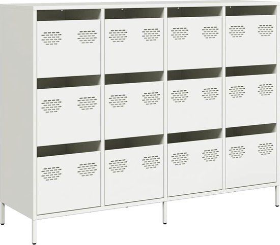vidaXL Dressoir 135x39x103,5 cm koudgewalst staal wit