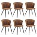 MEUBLE COSY Eetkamerstoelen, set van 6, keukenstoel, Scandinavische gestoffeerde stoel met armleuning, fluwelen metalen poten, bruin, 55x58x75,5cm