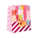 Glick Middelgrote geschenktas, fluorescerende Fuschia, 225 x 200 x 100 mm, luxe recyclebare tas voor verjaardagen en vieringen