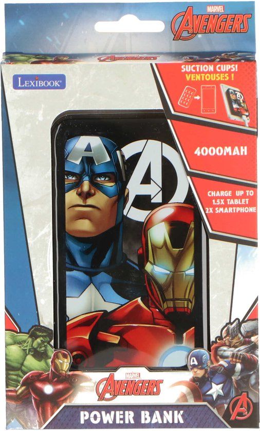 Marvel Avengers Powerbank 4000 mAh Draadloos Opladen Snel Laden Multi Colour