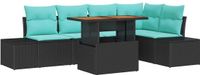 vidaXL Tuinbank Set 6-delig Zwart Polyrattan