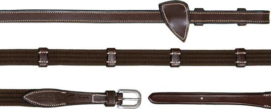 Dy on 5/8 16mm Full Leather Curb Reins 7 Loops Working - Brown - Maat Cob